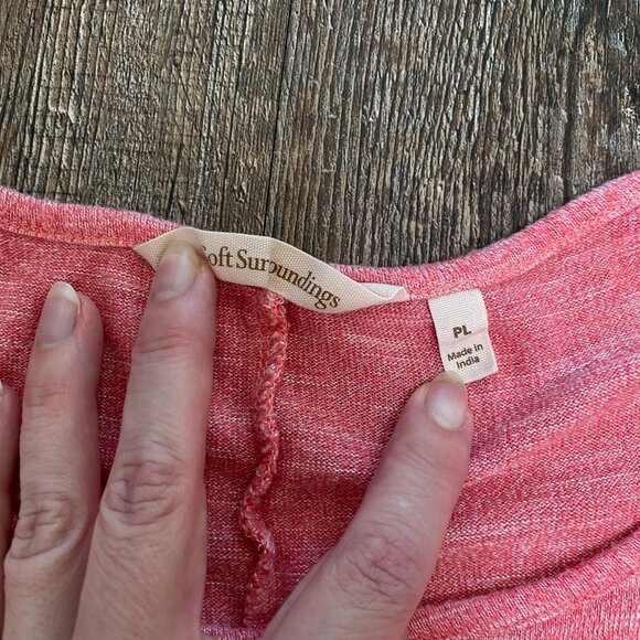 Soft Surroundings Womens Maxi Jersey Knit Dress Sz PL Pink Cold Shoulder Travel - Picture 3 of 9